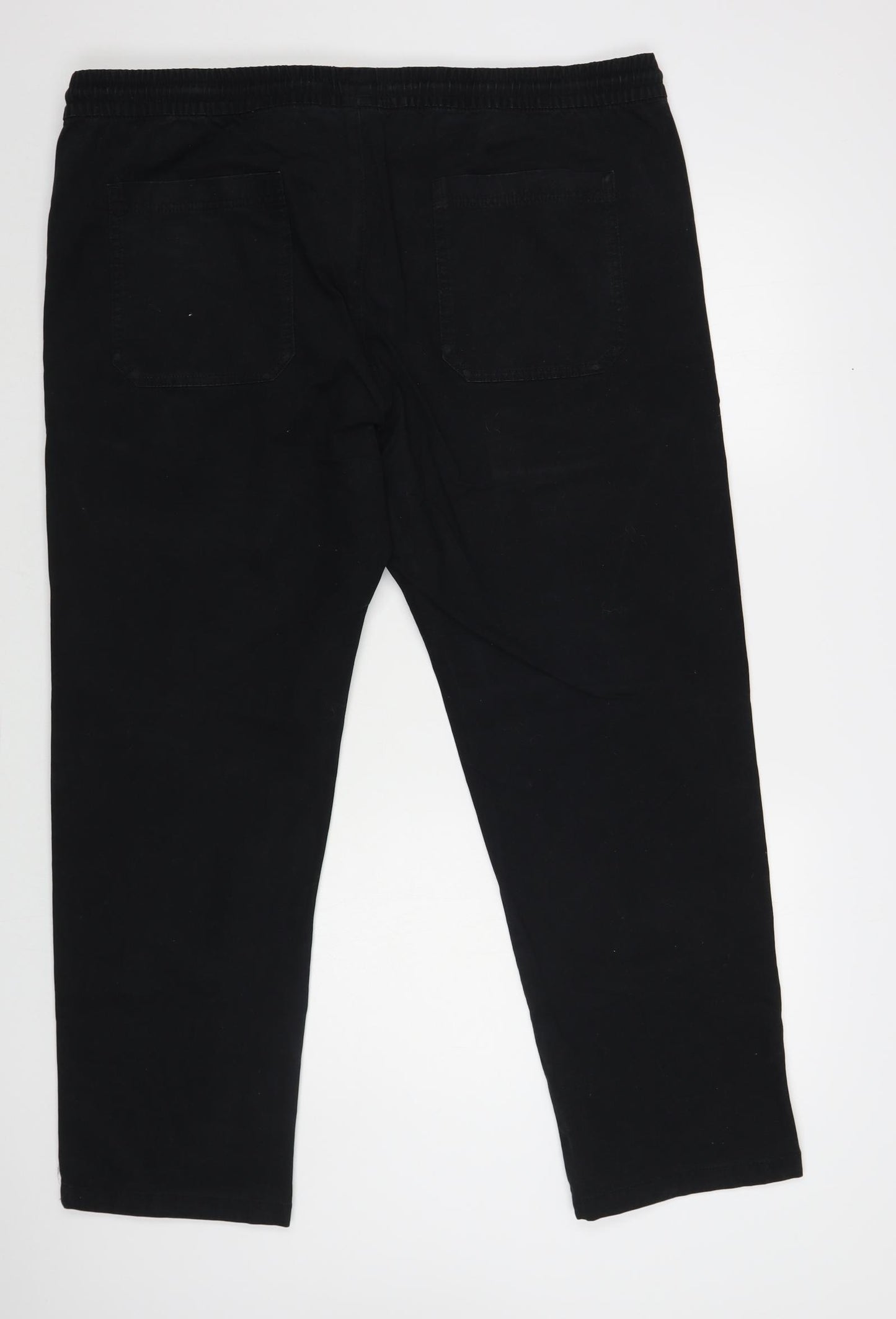 Marks and Spencer Mens Black Cotton Jogger Trousers Size 42 in L29 in Regular Drawstring