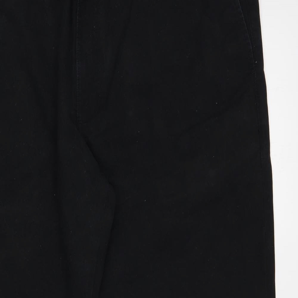 Marks and Spencer Mens Black Cotton Jogger Trousers Size 42 in L29 in Regular Drawstring