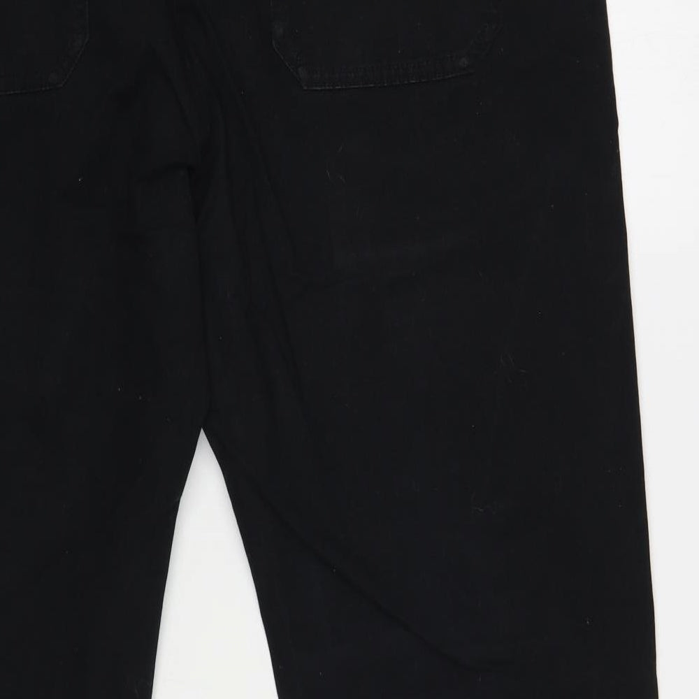 Marks and Spencer Mens Black Cotton Jogger Trousers Size 42 in L29 in Regular Drawstring