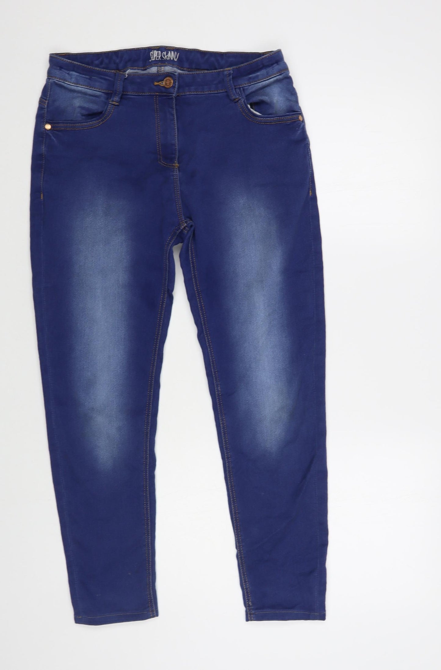 Marks and Spencer Boys Blue Cotton Skinny Jeans Size 14-15 Years Regular Button
