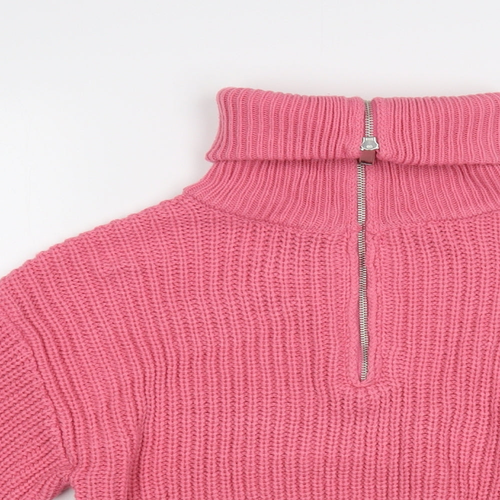 Primark Womens Pink Roll Neck Acrylic Pullover Jumper Size 6