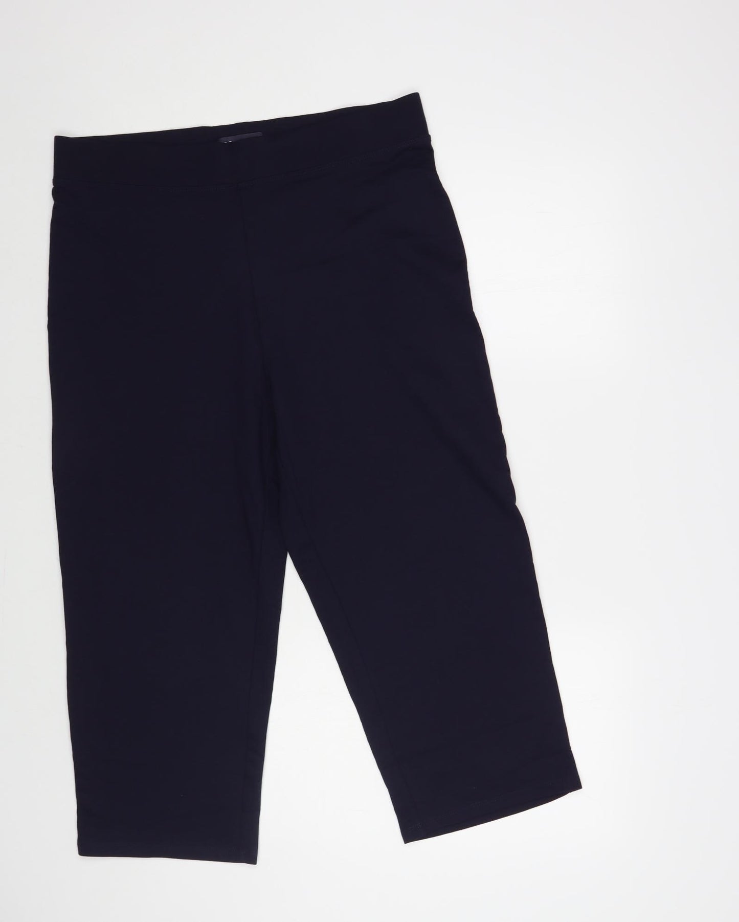 Marks and Spencer Womens Blue Cotton Cropped Trousers Size 14 L23 in Regular