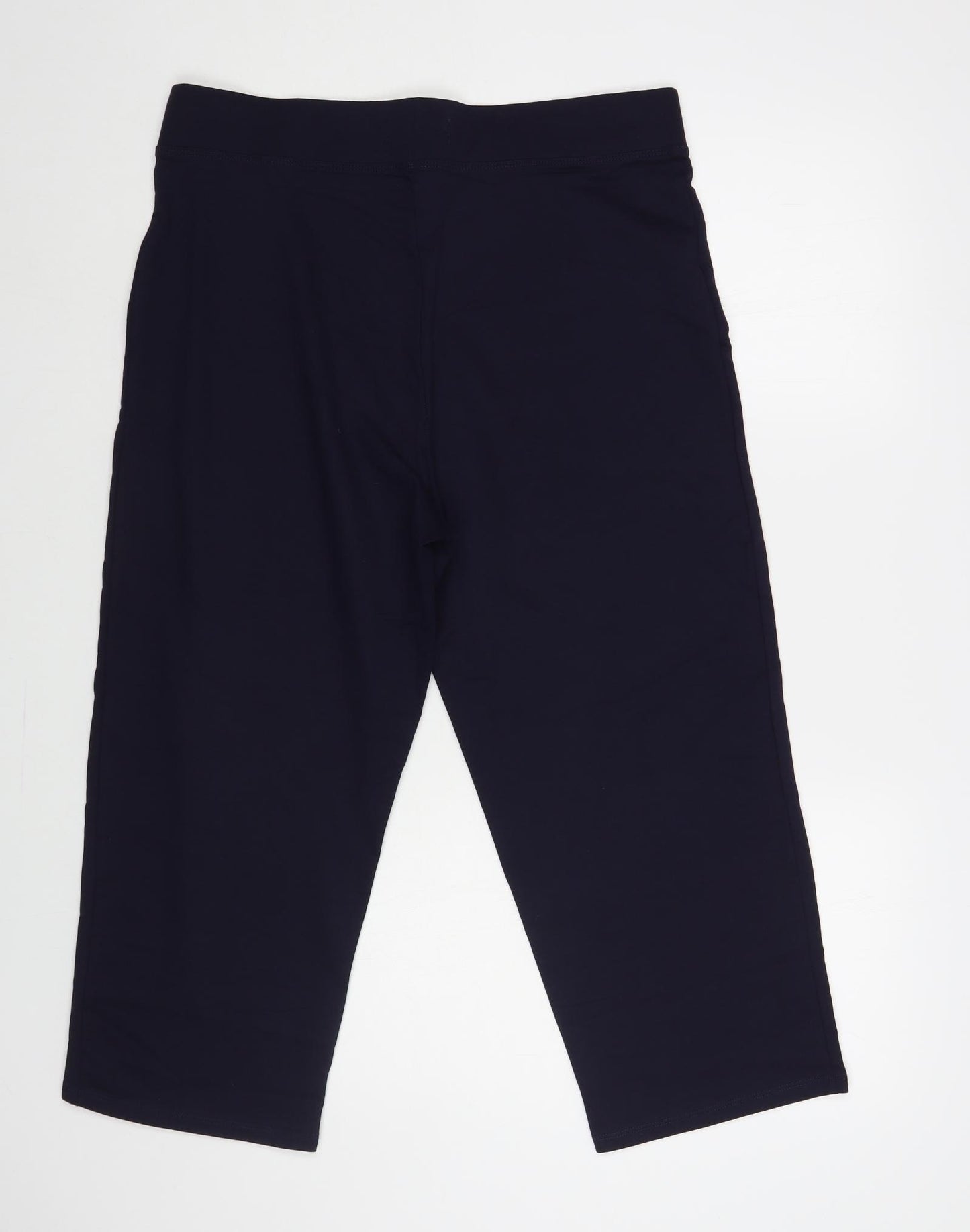 Marks and Spencer Womens Blue Cotton Cropped Trousers Size 14 L23 in Regular
