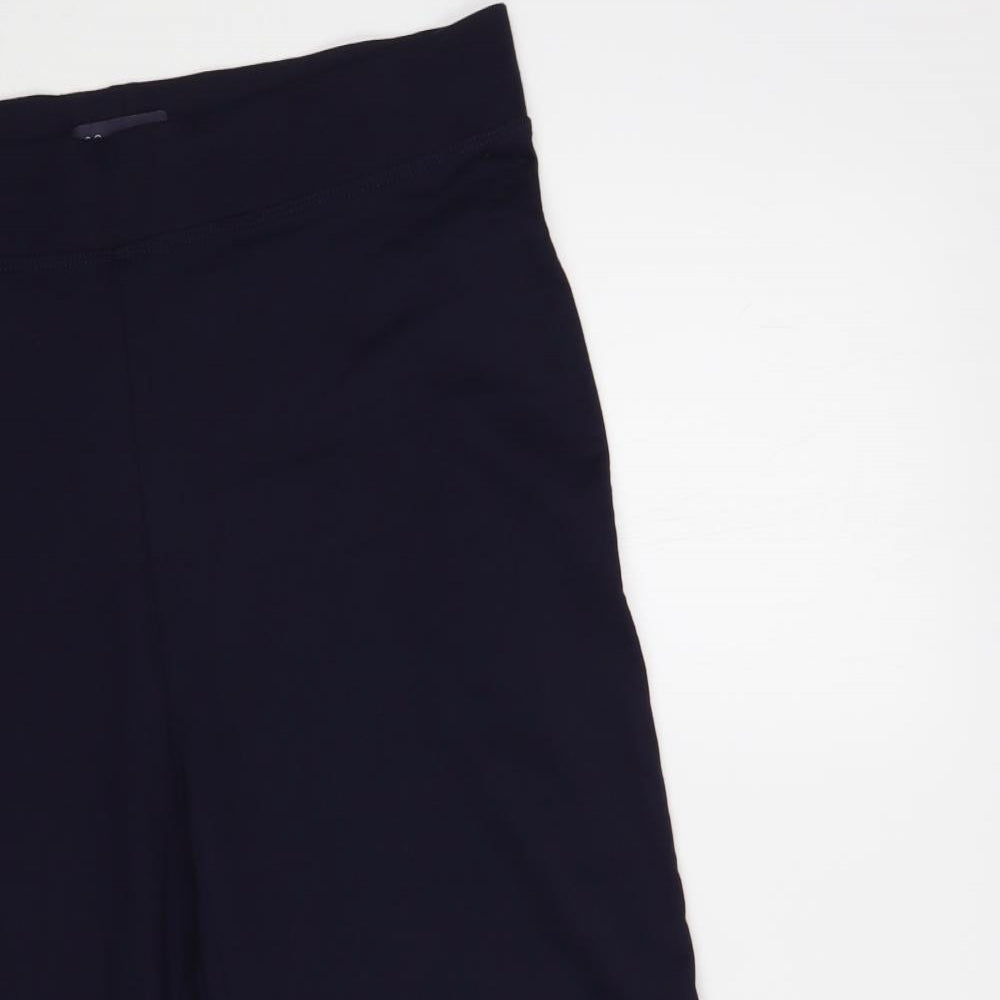 Marks and Spencer Womens Blue Cotton Cropped Trousers Size 14 L23 in Regular