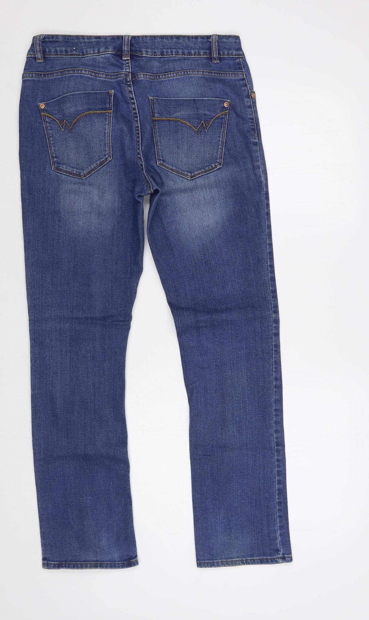 NEXT Womens Blue Cotton Straight Jeans Size 12 L30 in Regular Button