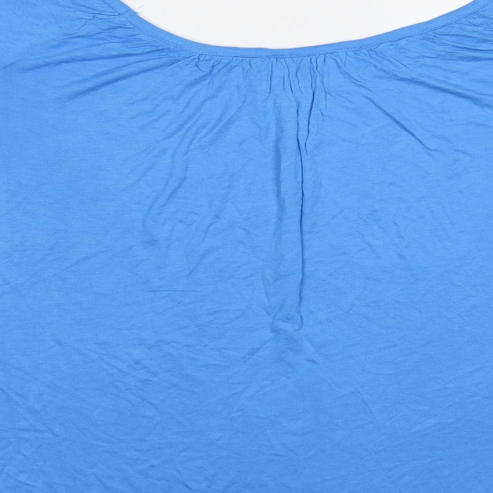 Be You Womens Blue Viscose Basic T-Shirt Size 16 Boat Neck