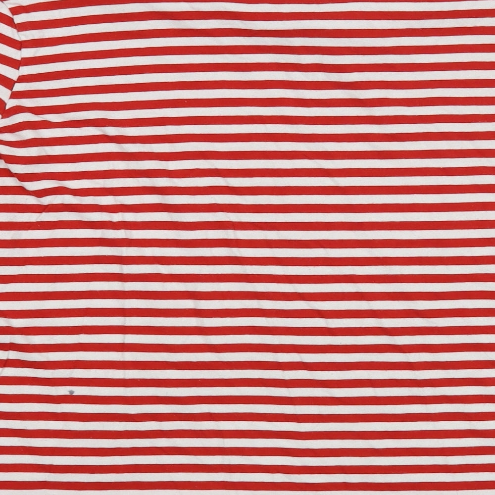 NEXT Womens Red Striped Cotton Basic T-Shirt Size 16 Boat Neck