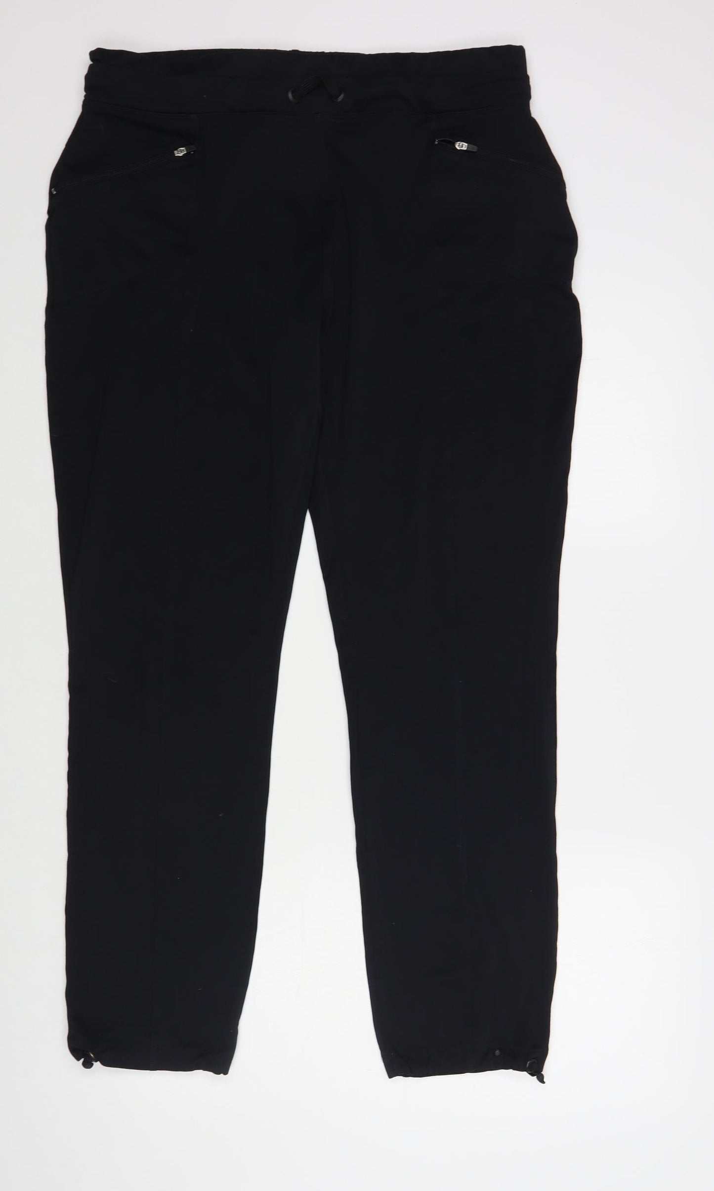 NEXT Womens Black Polyester Jogger Trousers Size 16 L30 in Regular Drawstring