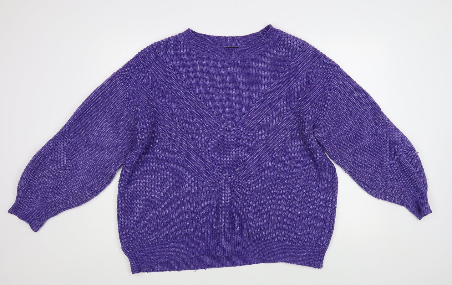 F&F Womens Purple Round Neck Polyester Pullover Jumper Size 18
