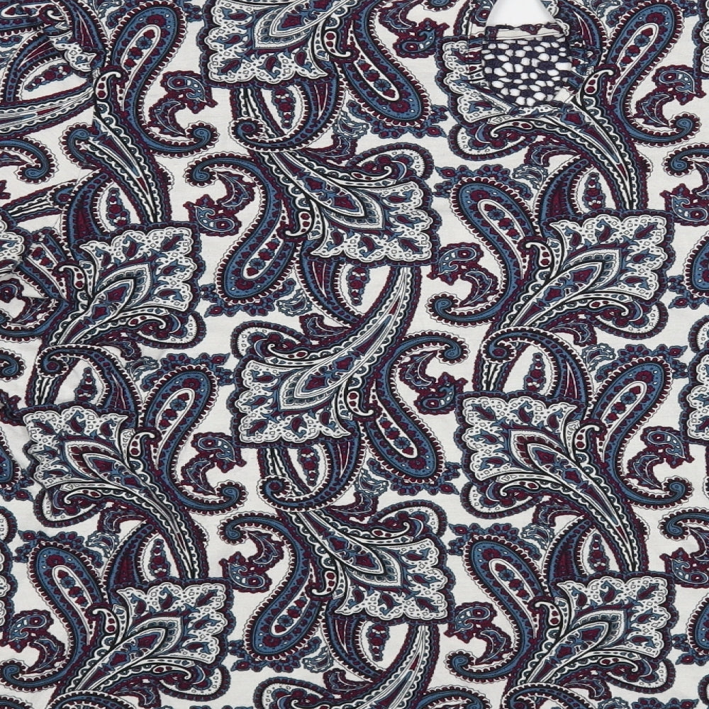 F&F Womens Blue Paisley Viscose Basic Blouse Size 18 Boat Neck
