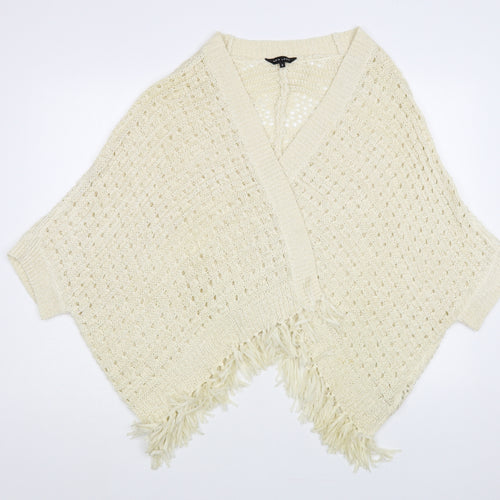 New Look Womens Ivory V-Neck Acrylic Cardigan Jumper Size S