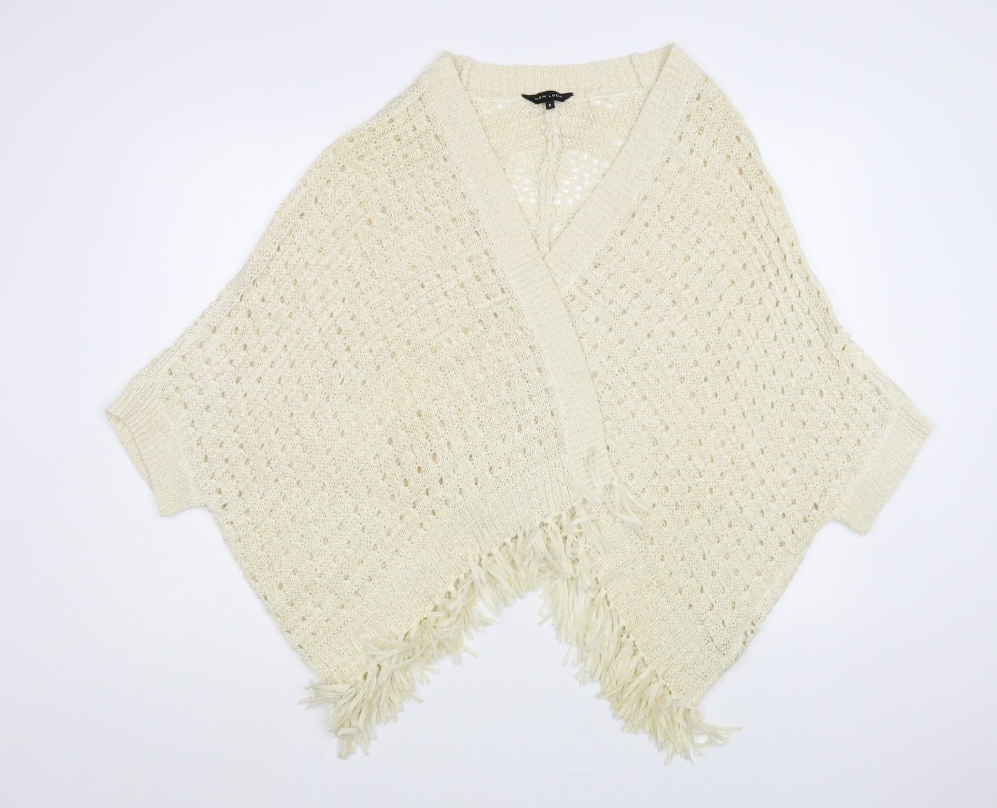 New Look Womens Ivory V-Neck Acrylic Cardigan Jumper Size S