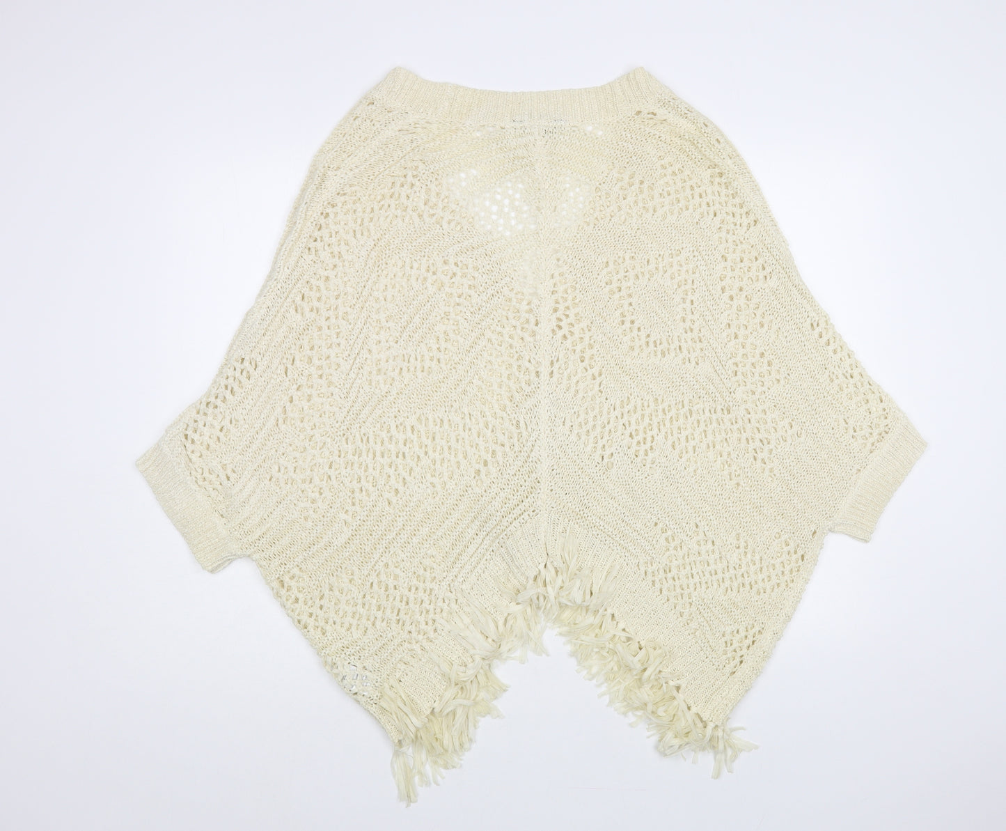 New Look Womens Ivory V-Neck Acrylic Cardigan Jumper Size S