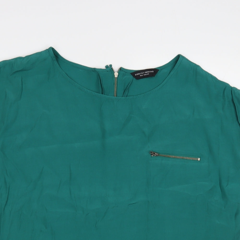 Dorothy Perkins Womens Green Viscose Basic Blouse Size 16 Boat Neck
