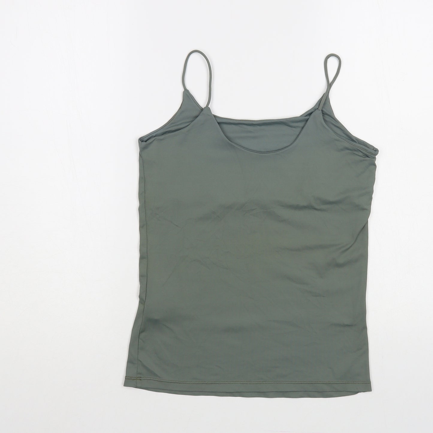 RESERVED Womens Green Nylon Camisole Blouse Size M Round Neck