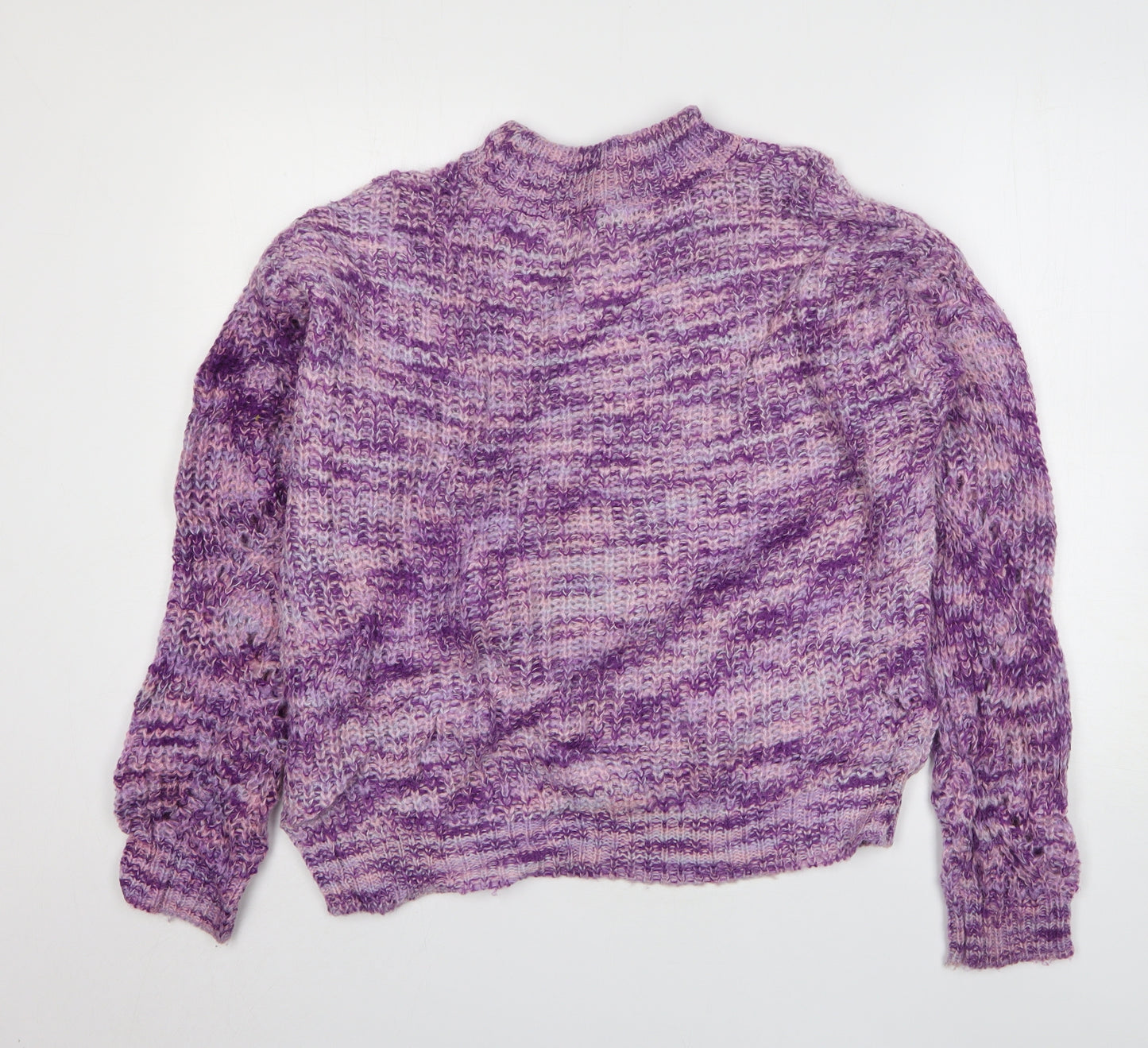 Pieces Womens Purple High Neck Acrylic Pullover Jumper Size L