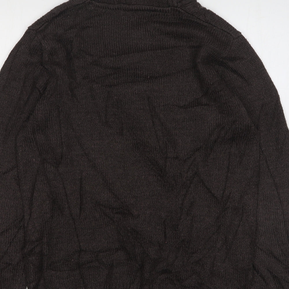 Cedar Wood State Mens Brown High Neck Acrylic Pullover Jumper Size M