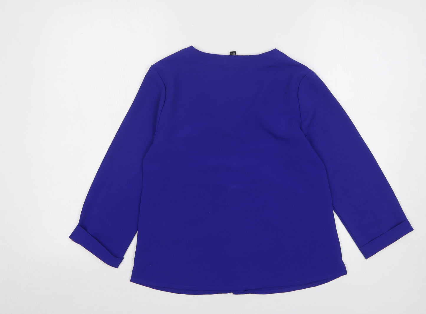 New Look Womens Blue Polyester Basic Button-Up Size 6 V-Neck