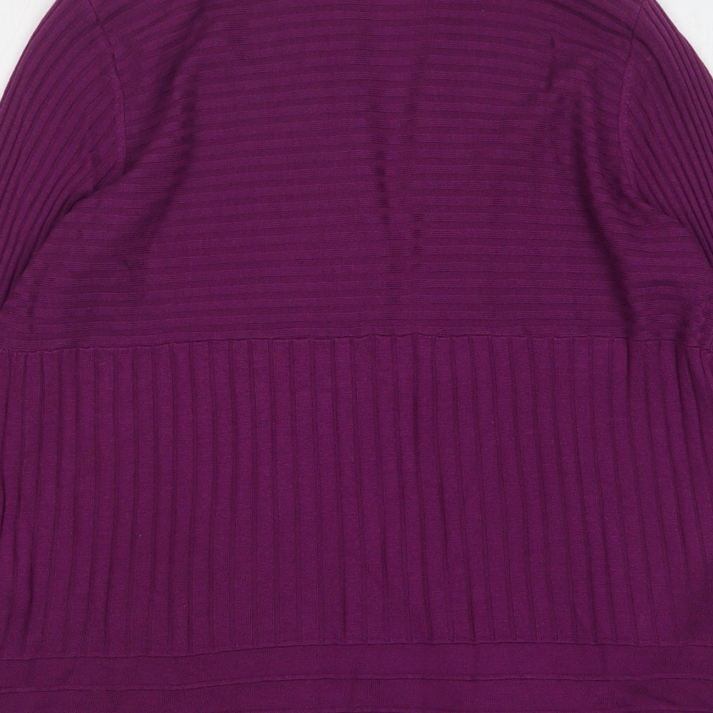 Ann Harvey Womens Purple V-Neck Viscose Cardigan Jumper Size S