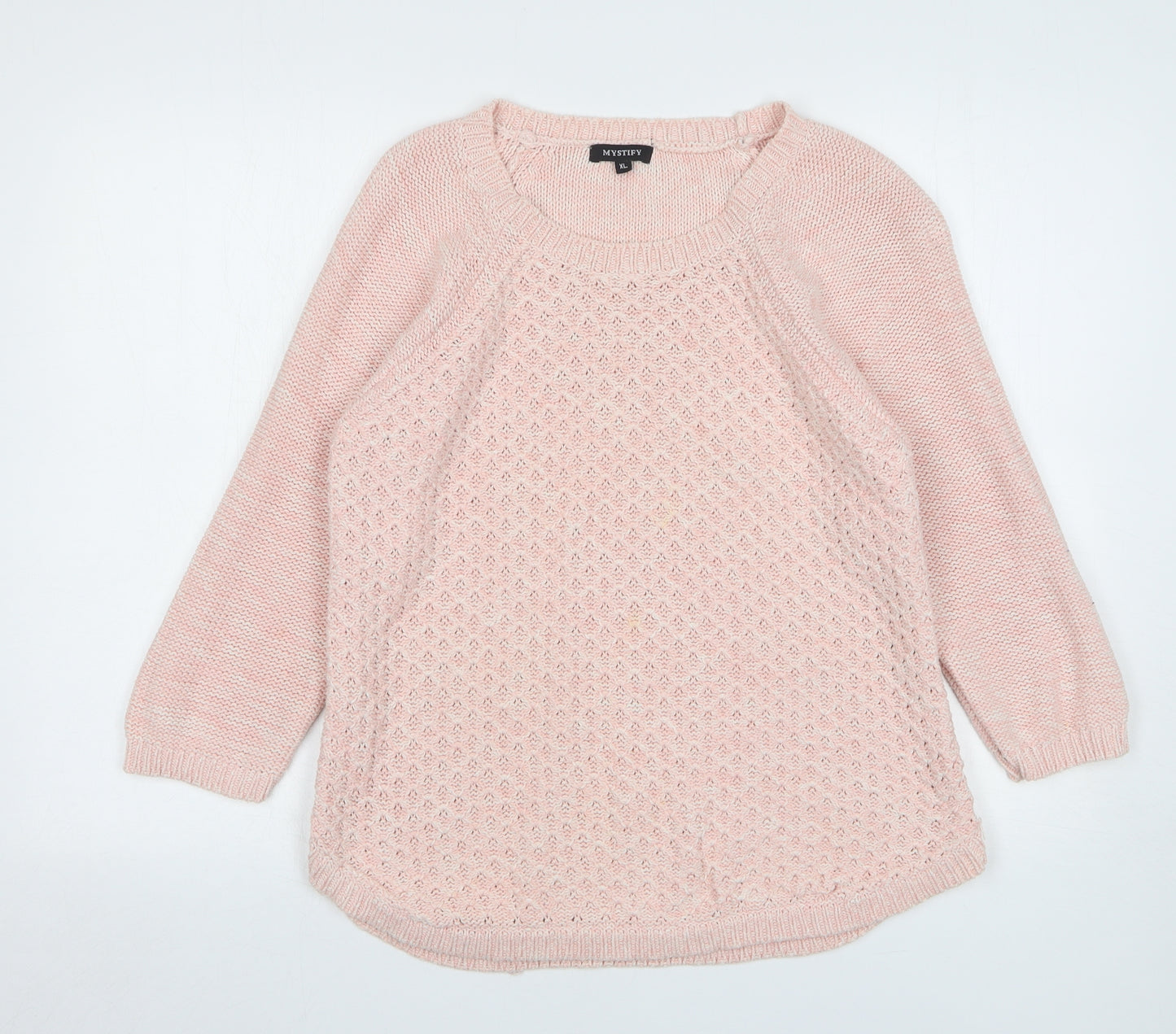 Mystify Womens Pink Round Neck Cotton Pullover Jumper Size XL