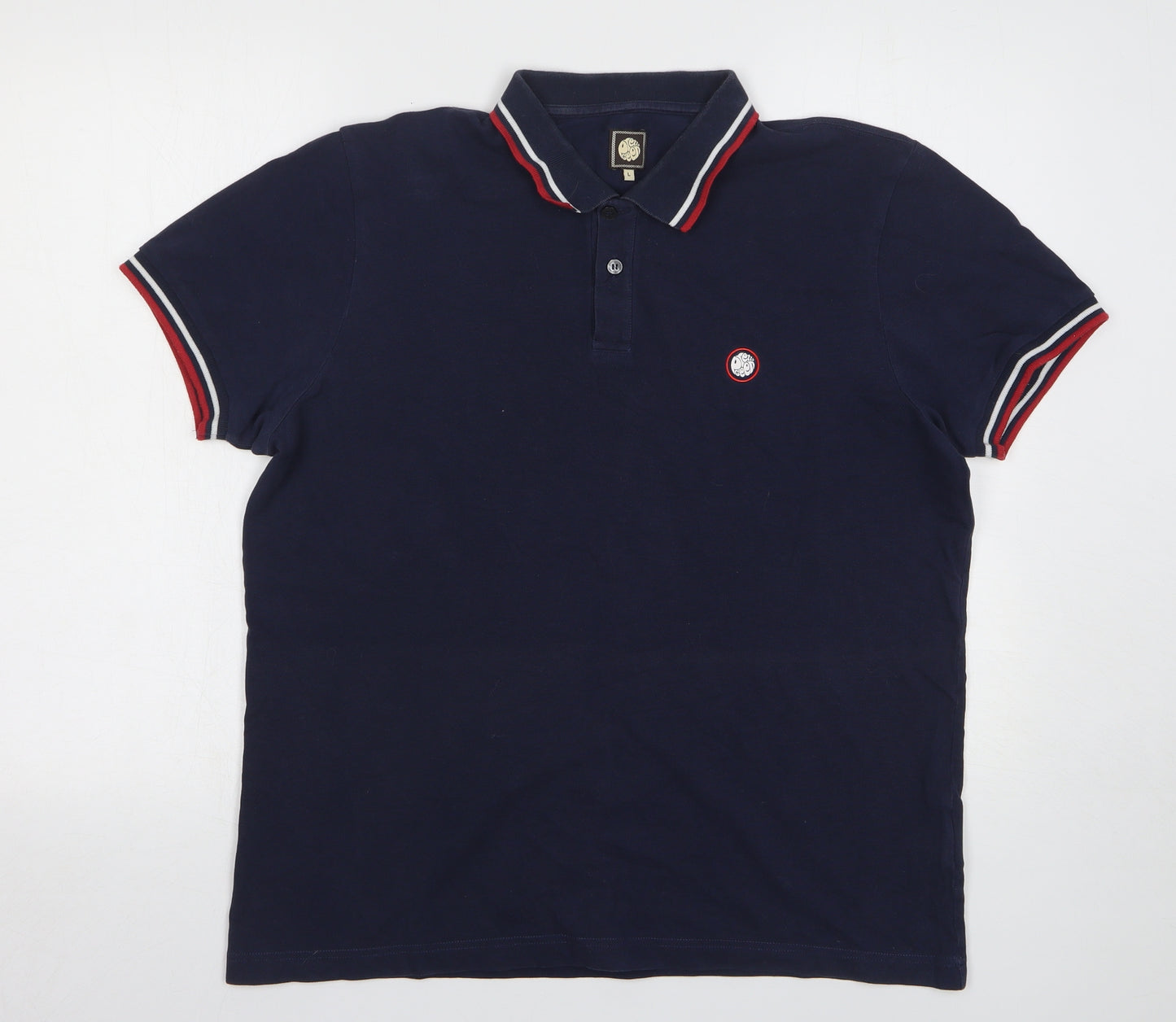 Pretty Green Mens Blue Cotton Polo Size L Collared Pullover