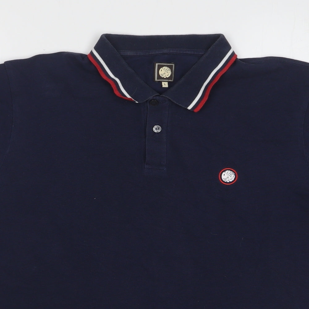 Pretty Green Mens Blue Cotton Polo Size L Collared Pullover