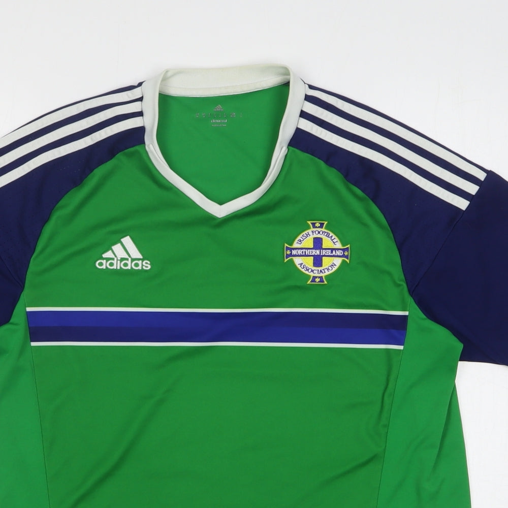 adidas Mens Green Polyester Basic T-Shirt Size M V-Neck Pullover - Northern Ireland