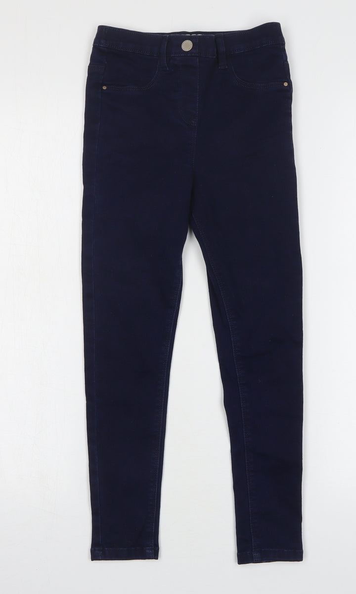 NEXT Girls Blue Cotton Skinny Jeans Size 9 Months Regular Button