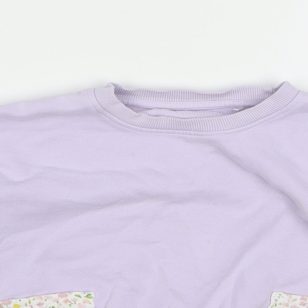 George Girls Purple Floral Cotton Pullover Sweatshirt Size 4-5 Years Pullover