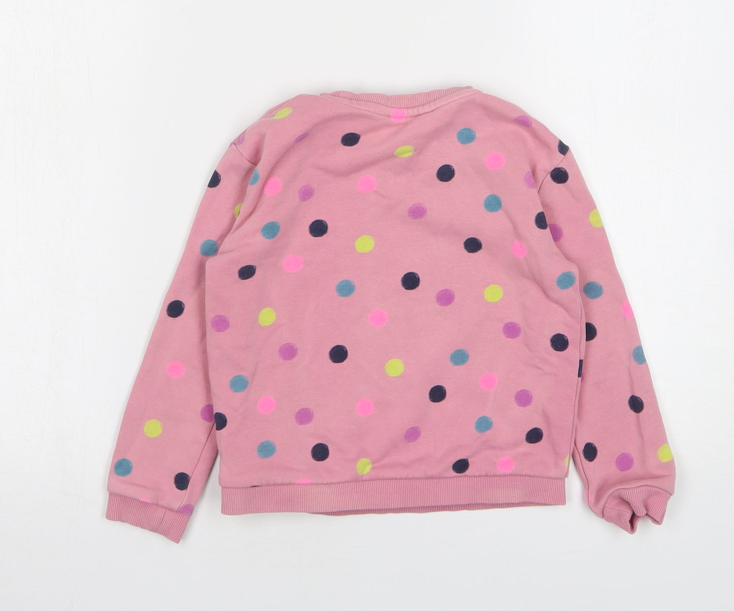Marks and Spencer Girls Pink Polka Dot Cotton Pullover Sweatshirt Size 4-5 Years Pullover