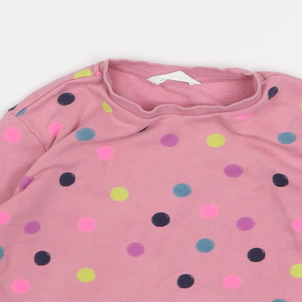 Marks and Spencer Girls Pink Polka Dot Cotton Pullover Sweatshirt Size 4-5 Years Pullover