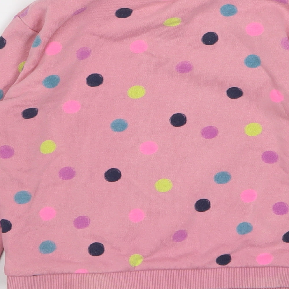 Marks and Spencer Girls Pink Polka Dot Cotton Pullover Sweatshirt Size 4-5 Years Pullover