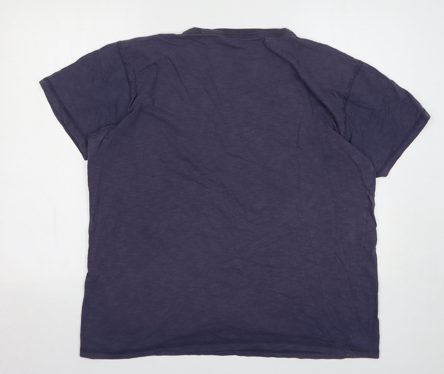 Jack & Jones Mens Blue Cotton T-Shirt Size 2XL Roll Neck - 1975