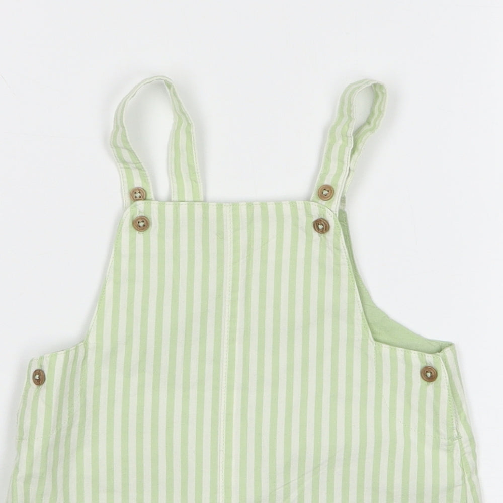 Marks and Spencer Girls Green Striped Cotton Pinafore/Dungaree Dress S Preworn Marks and Spencer Girls Green Striped Cotton Pinafore/Dungaree Dress S Preworn