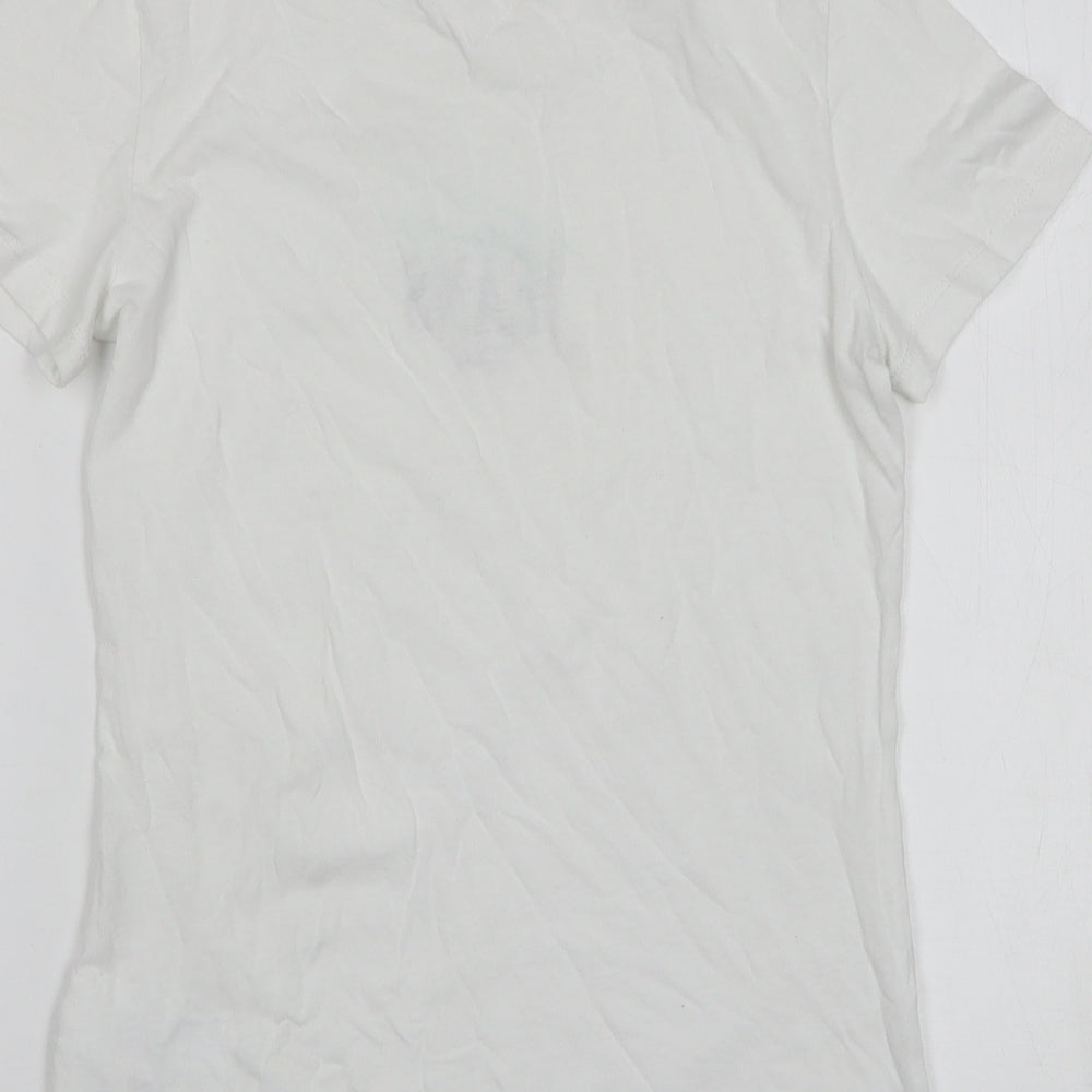 Tommy Hilfiger Girls White Cotton Basic T-Shirt Size XS Round Neck Pullover