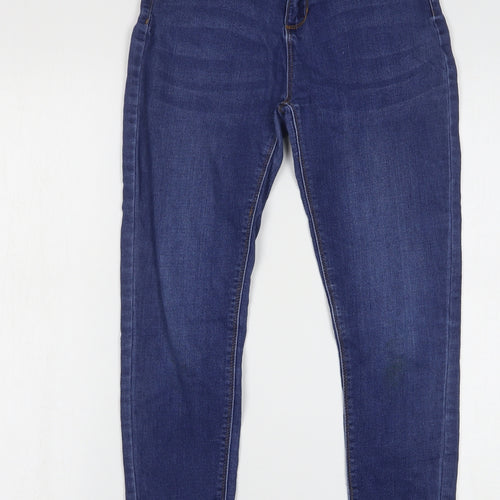 Denim & Co. Girls Blue Cotton Skinny Jeans Size 11-12 Years Regular Button