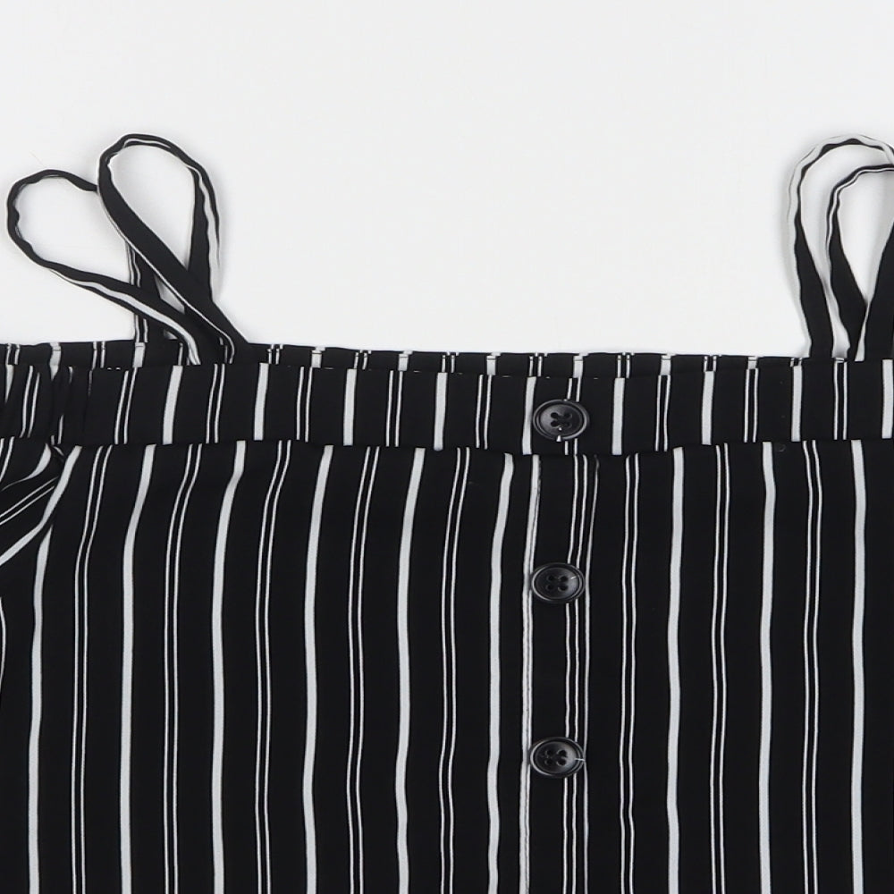 Primark Girls Black Striped Polyester Basic Blouse Size 12-13 Years Off the Shoulder Pullover