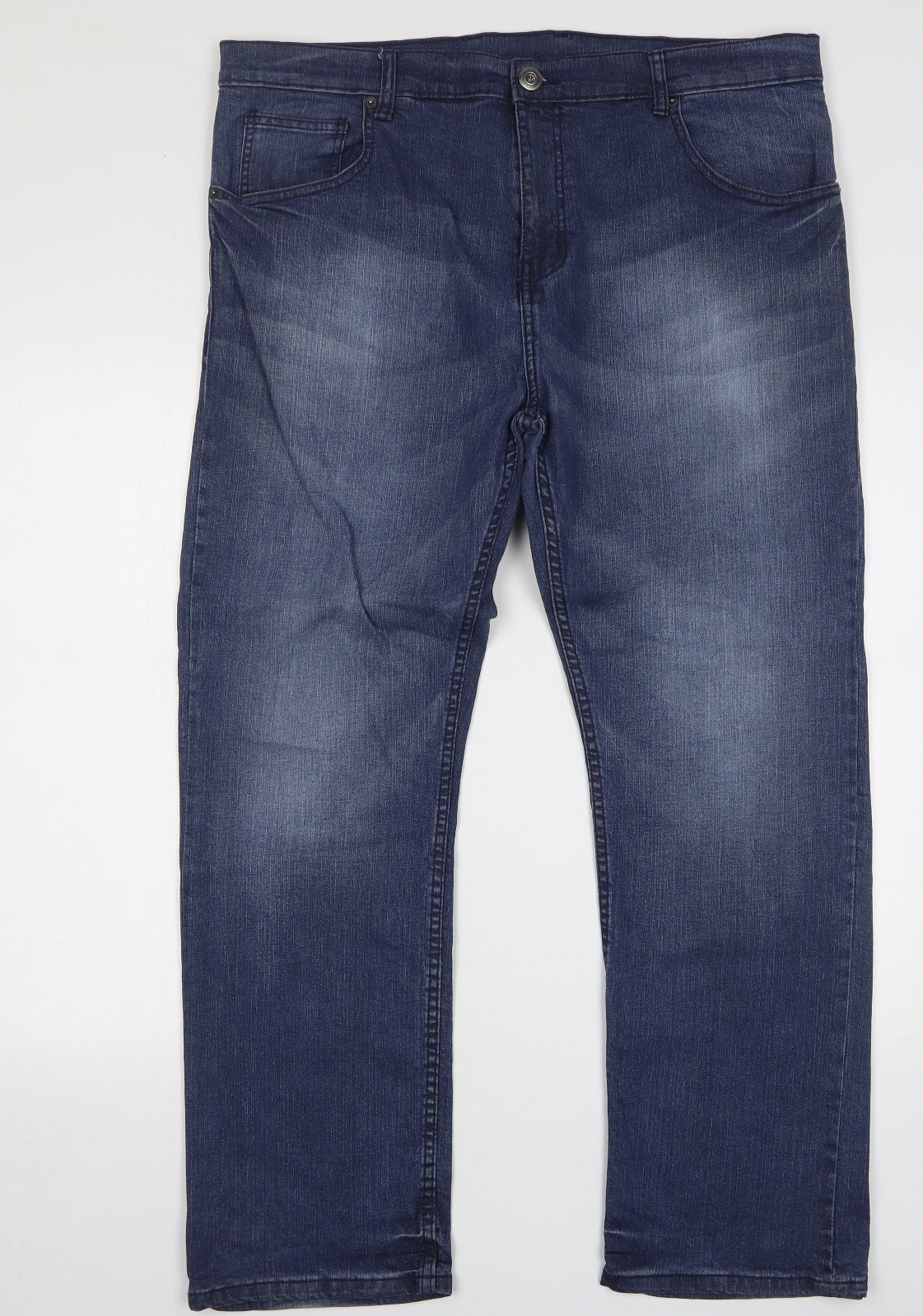 Denim & Co. Mens Blue Cotton Straight Jeans Size 38 L30 in Regular Button