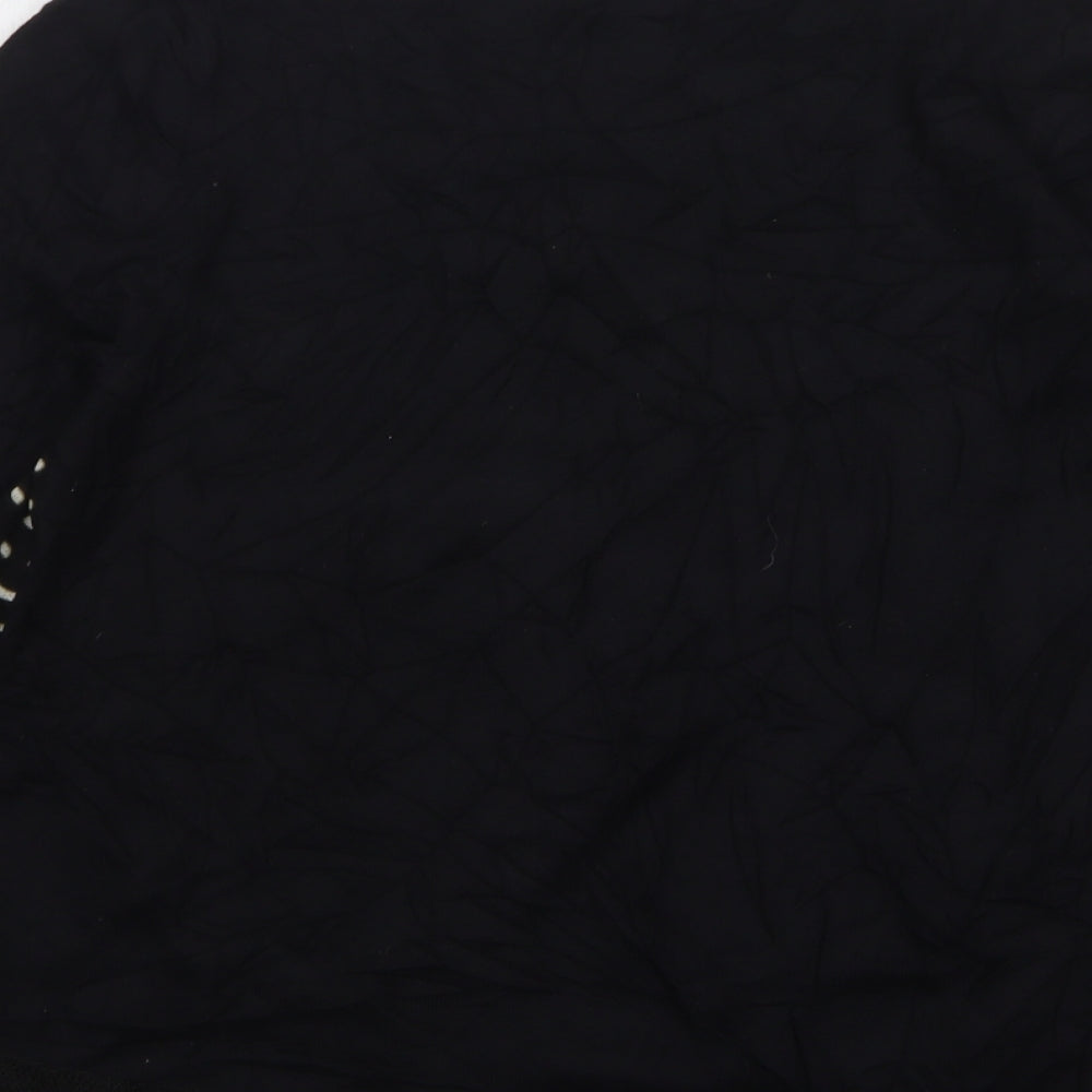 NEXT Womens Black V-Neck Geometric Cotton Pullover Jumper Size 12