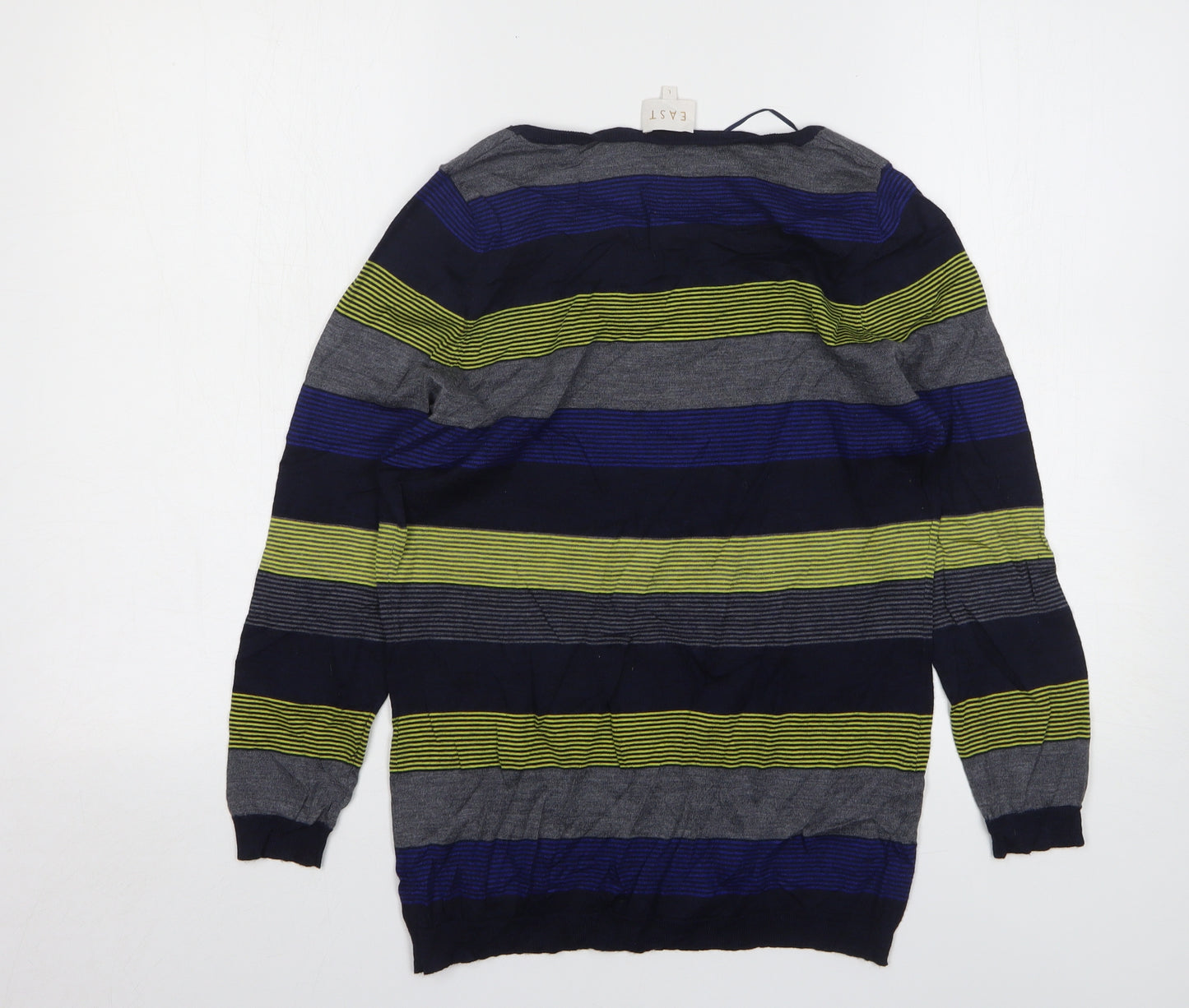 EAST Womens Multicoloured Round Neck Striped Polyester Pullover Jumper Size L