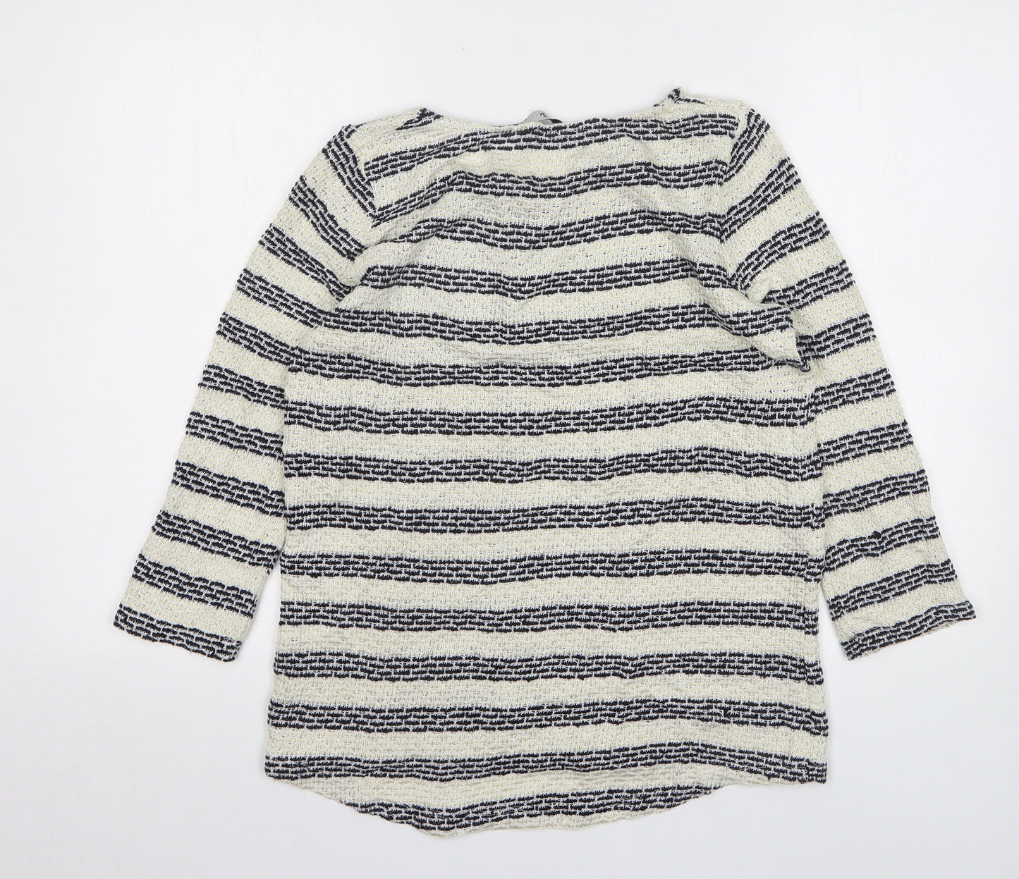 TU Womens Beige Round Neck Striped Acrylic Pullover Jumper Size 10
