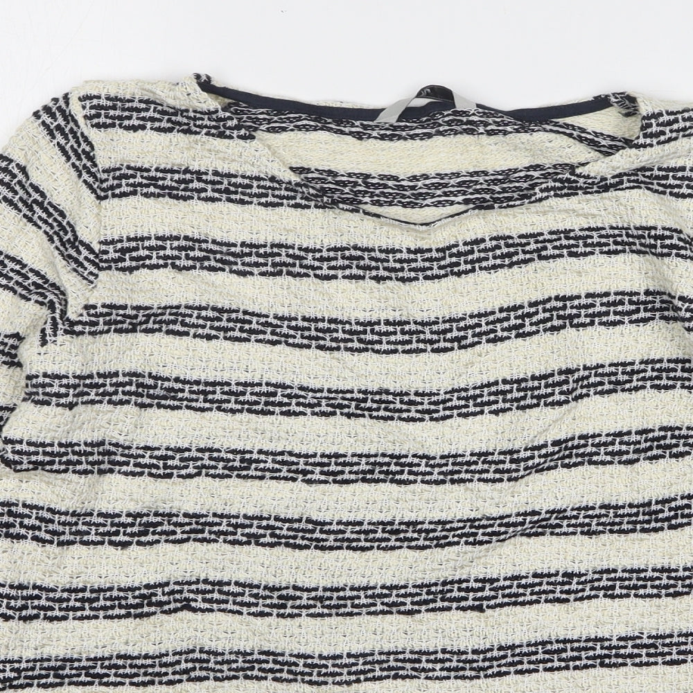 TU Womens Beige Round Neck Striped Acrylic Pullover Jumper Size 10