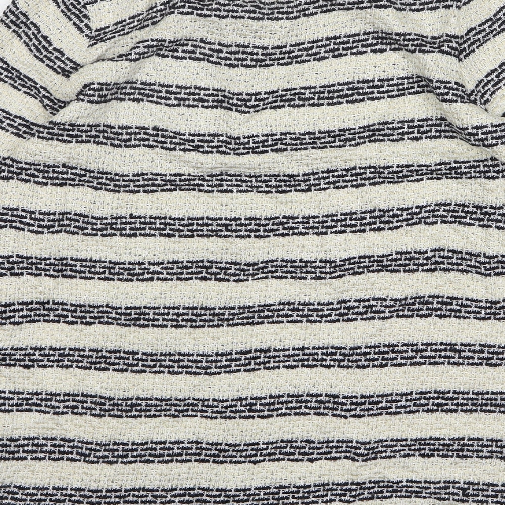 TU Womens Beige Round Neck Striped Acrylic Pullover Jumper Size 10