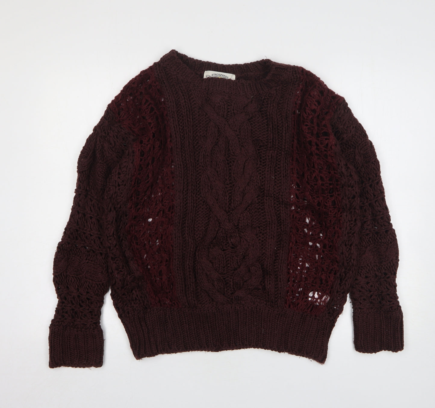 Atmosphere Womens Brown Round Neck Acrylic Pullover Jumper Size 8