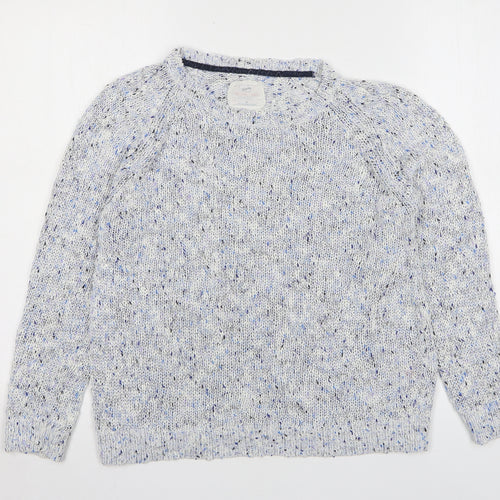 MANTARAY PRODUCTS Womens Blue Round Neck Cotton Pullover Jumper Size 14