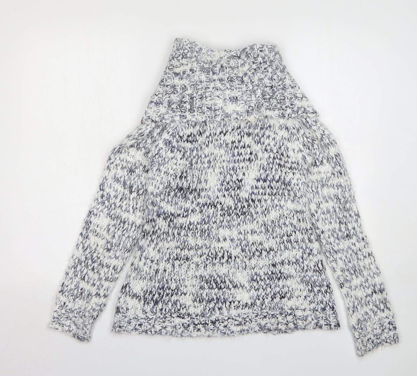 Apricot Womens Blue Roll Neck Acrylic Pullover Jumper Size 10