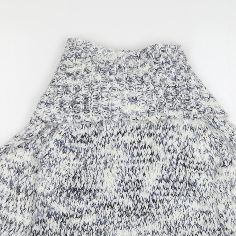 Apricot Womens Blue Roll Neck Acrylic Pullover Jumper Size 10