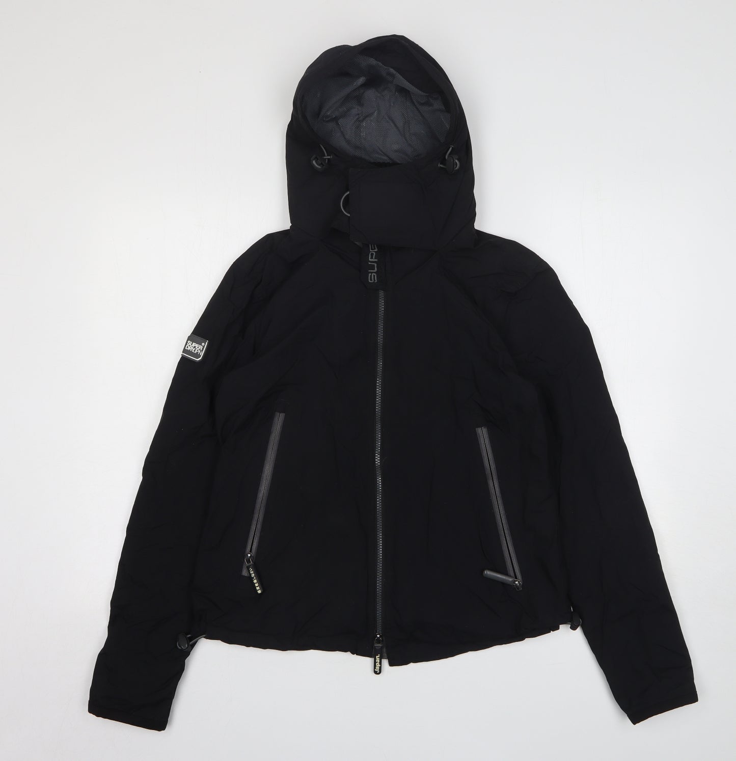 Superdry Womens Black Rain Coat Coat Size M Zip