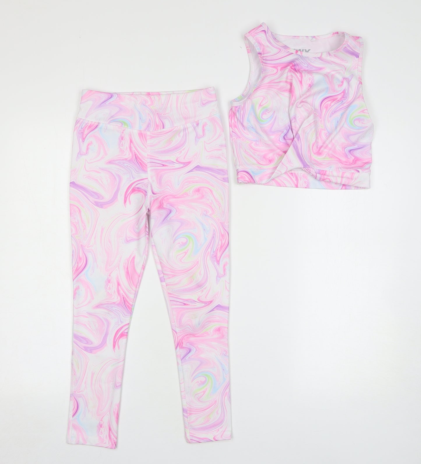 NEXT Girls Pink Geometric Polyester Trousers Outfit/Set Size 9-10 Years