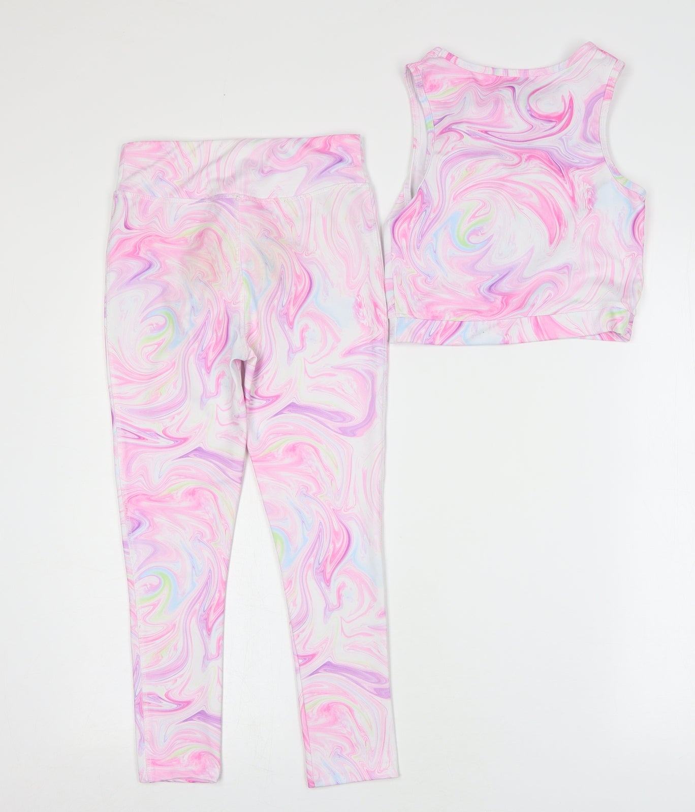 NEXT Girls Pink Geometric Polyester Trousers Outfit/Set Size 9-10 Years